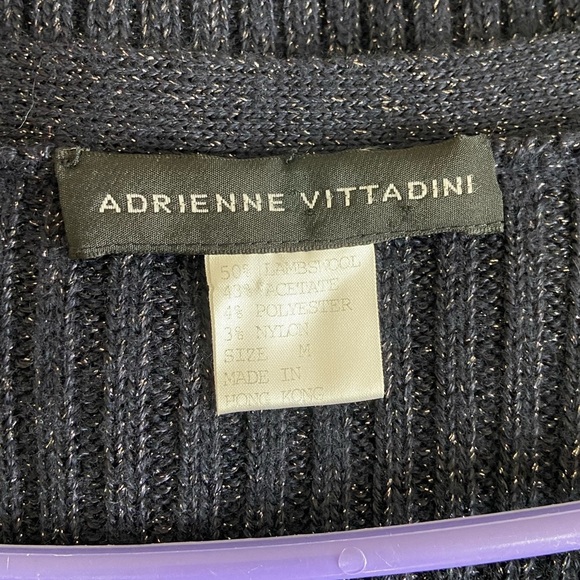 Adrienne Vittadini wool cardigan with lurex size M Black - Picture 3 of 8